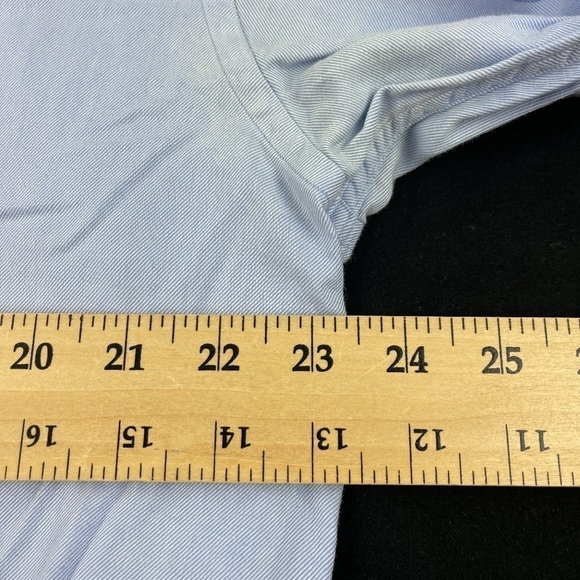 Tattersall Button Up Shirt Mens 17.5 34/35 Blue - Picture 7 of 8